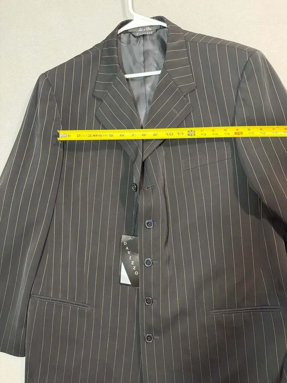 Davinzzo Earl Micro Twist Black Pinstripe Suit Jacket 46L NWT